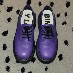 purple Bimba y Lola size 7 women's leather platform laced shoes